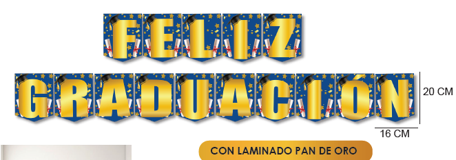 GUIRNALDA JUMBO EN CARTULINA FELIZ GRADUACION / AZUL