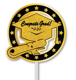 TOPPER DE CARTULINA - CIRCULO BIRRETE CONGRATS GRAD