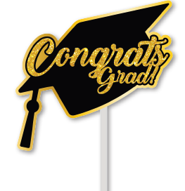 TOPPER DE CARTULINA - BIRRETE GRANDE CONGRATS GRAD