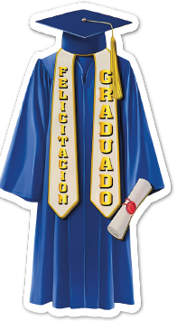 AFICHE MDF 60 CM - FELICIDADES GRADUADO / TOGA AZUL
