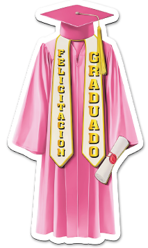 AFICHE MDF 60 CM - FELICIDADES GRADUADO / TOGA ROSADO