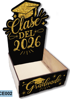 CAJAS ESCENARIO MDF 14X14X6 CM - CLASE DEL 2026 / GRADUADO