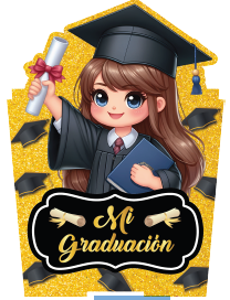 CAJA CONICA MDF 11X11X9 CM - MI GRADUACION / NIÑA DORADO NEGRO