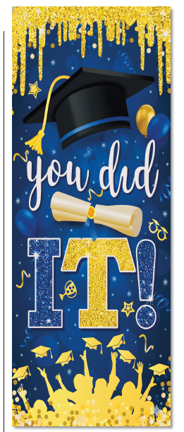 LONA DECORATIVA 200X75 CM - YOU DID IT AZUL / DORADO