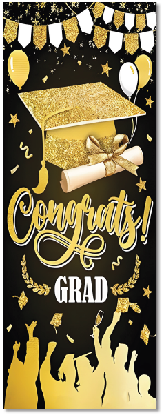 LONA DECORATIVA 200X75 CM - CONGRATD GRAD NEGRO / DORADO