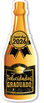 APLIQUE PARA FOTOS 45 CM EN ESPUMAFLEX - BOTELLA FELICIDADES GRADUADO