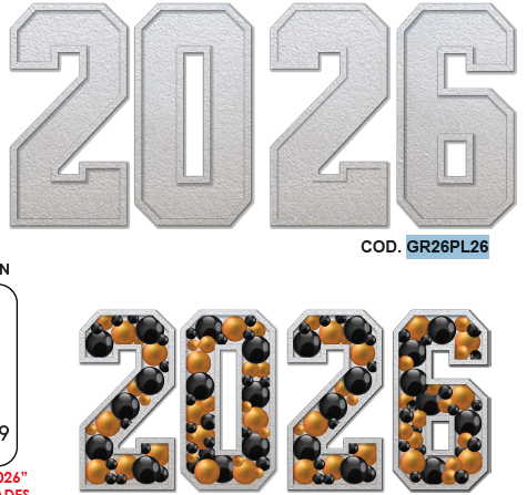 NUMERO EN ESPUMAFLEX PARA GLOBOS 2026  - 1MT