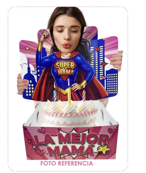 CAJA CARTULINA 25X25X11 CM PARA TORTA / LA MEJOR MAMA