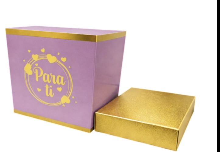 CAJA REGALO DE CARTULINA ROSADA 16X16X15 CM / PARA TI X2 UNDS 