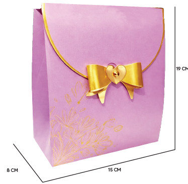 CAJA BOLSO DE CARTULINA 15X8X19 CM / ROSA X2 UNDS