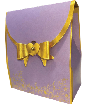 CAJA BOLSO DE CARTULINA 15X8X19 CM / LILA X2 UNDS