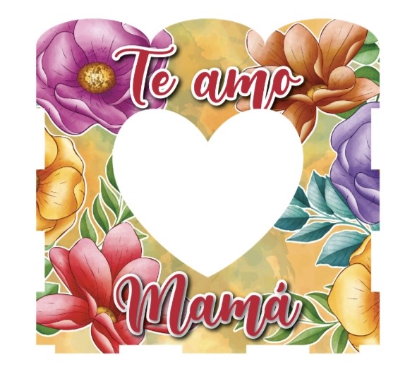 CAJA CON ONDA Y ACETATO MDF 12X11X9 CM - TE AMO MAMA MDL2