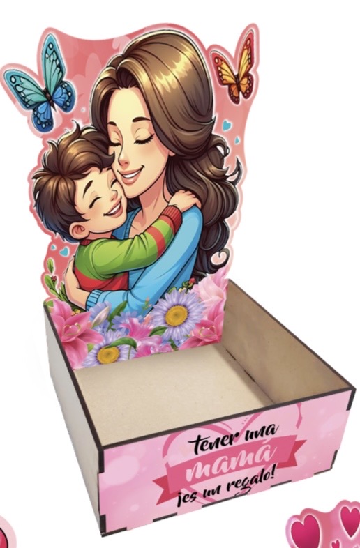 CAJA ESCENARIO MDF - TENER UNA MAMA ES UN REGALO