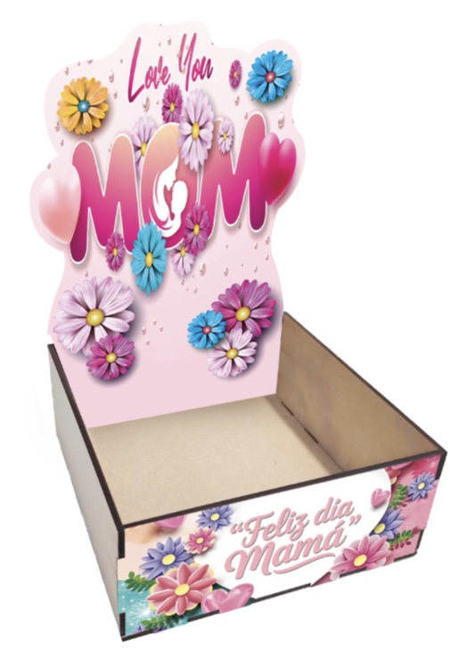 CAJA ESCENARIO MDF - FELIZ DIA MAMA