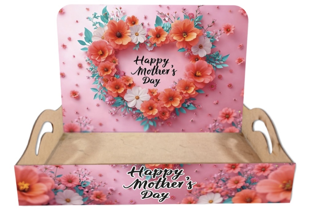 BANDEJA CON AZA MDF 30X20 CM + BACKINGS - HAPPY MOTHERS DAY / MOD 1
