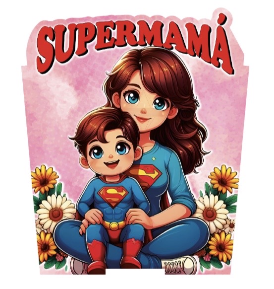 CAJA CONICA 11X11 CM MDF - SUPER MAMA