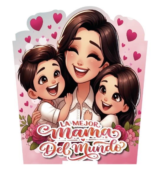 CAJA CONICA 11X11 CM MDF - LA MEJOR MAMA DEL MUNDO / FONDO CON CORAZON