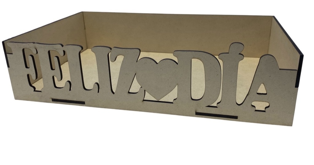 CAJA MDF 30X20X7 CM CON FRASE - NATURAL / FELIZ DIA