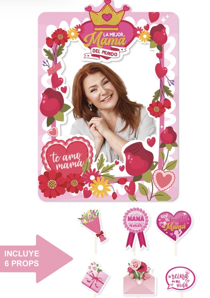 PHOTOBOOTH KRAFT 60X86 CM - LA MEJOR MAMA + 6 PROPS
