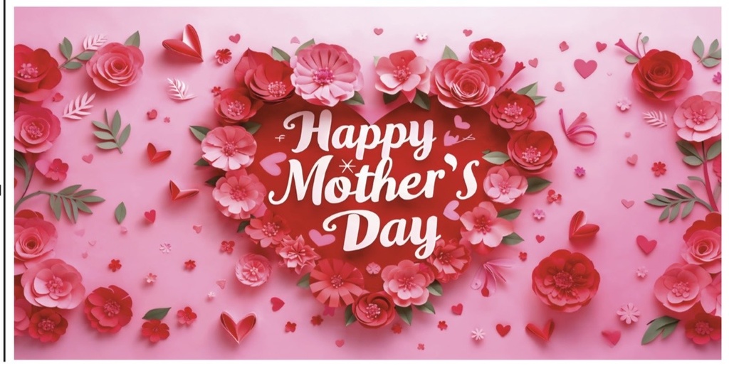 LONA DECORATIVA 50X100 CM - HAPPY MOTHERS DAY / CORAZON FLOREADO LETRA BLANCA