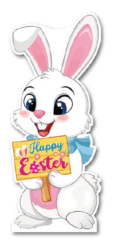 AFICHES 90 CM MDF - CONEJITO CON LETRERO Y BUFANDA