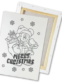 KIT PINTURA DE LIENZO 20X30 CM - MICKEY NAVIDEÑO CON BOLSA DE REGALOS