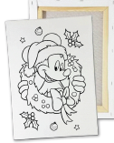 KIT PINTURA DE LIENZO 20X30 CM - MICKEY NAVIDEÑO CON ROSA DE ADVIENTO