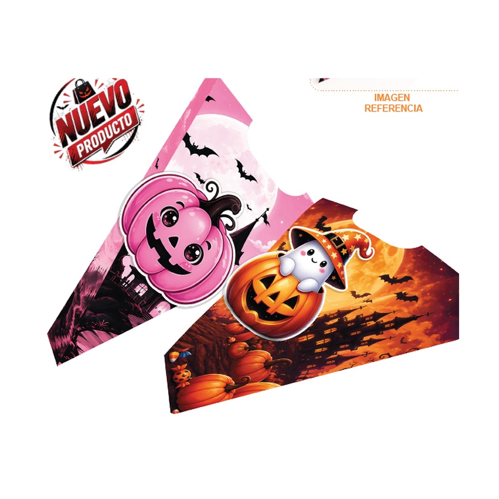 CAJA TRIANGULAR 3D - CALABAZA ROSADA X1
