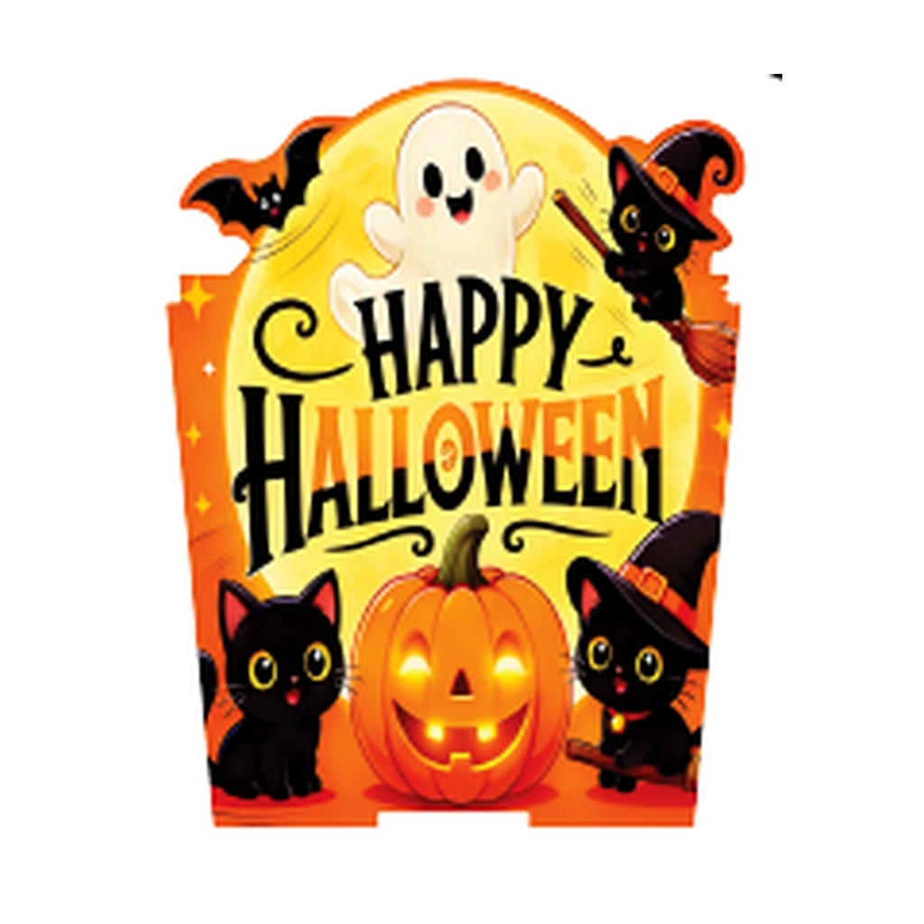 CAJA CONICA MDF 11X11 CM - HAPPY HALLOWEEN / CALABAZA