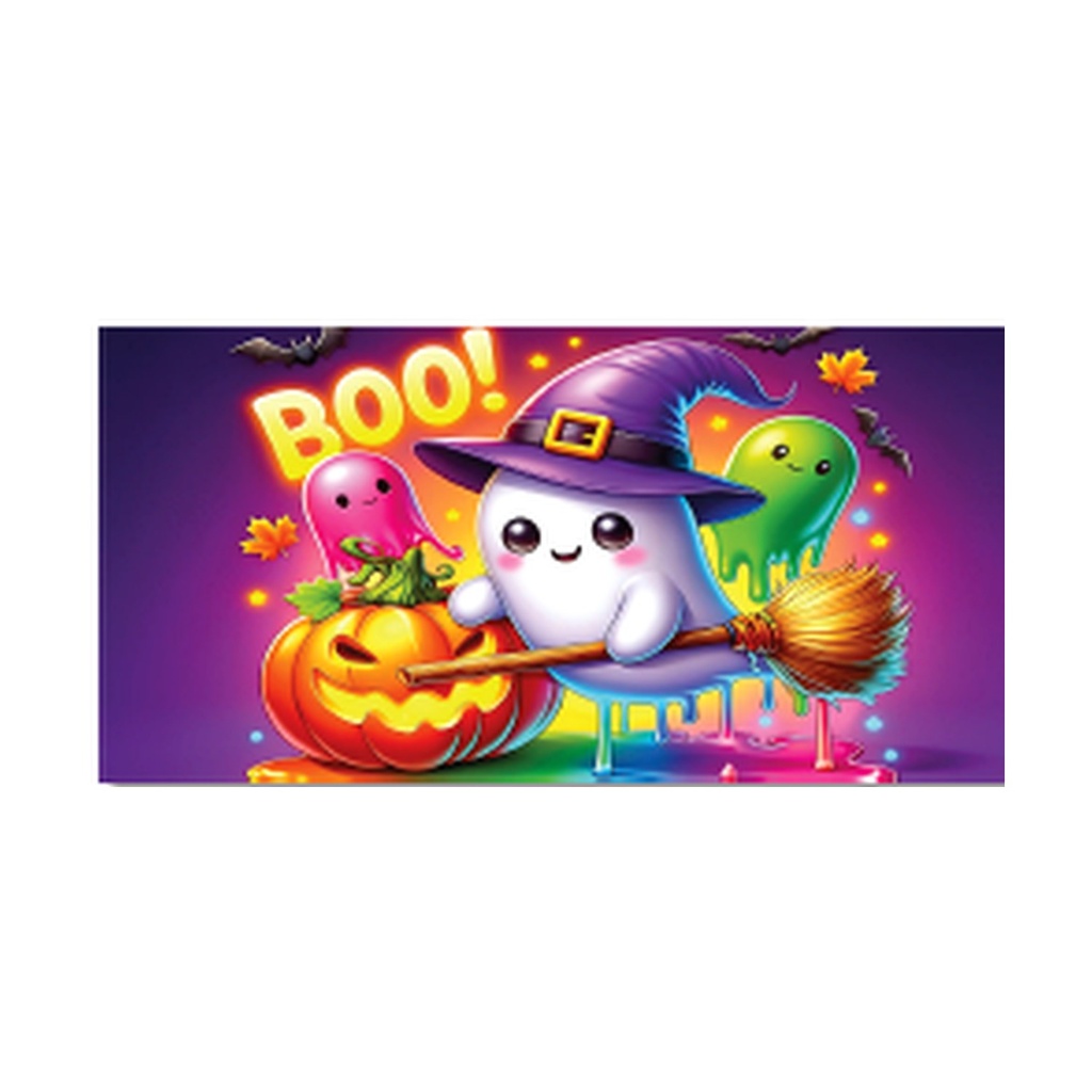 LONAS DECORATIVAS 50X100 CM - FANTASMA BOO EN ESCOBA