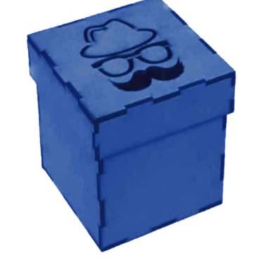 Cajas MDF 10x10 cm con tapa Mostacho - Azul