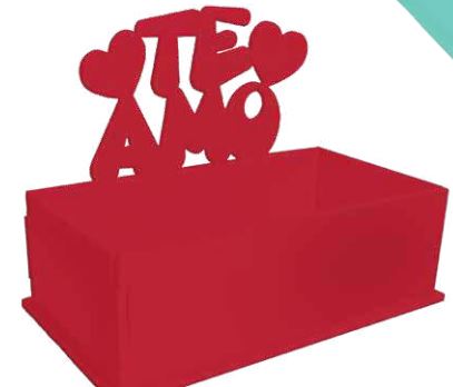 Bombonera MDF 14X7 cm te amo - Azul