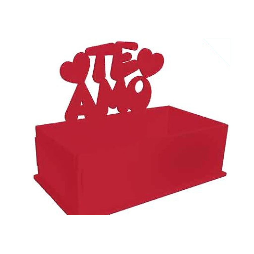Bombonera MDF 14X7 cm te amo - Menta