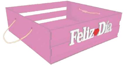 BANDEJA MDF FELIZ DIA 30X30X9 - Rosa