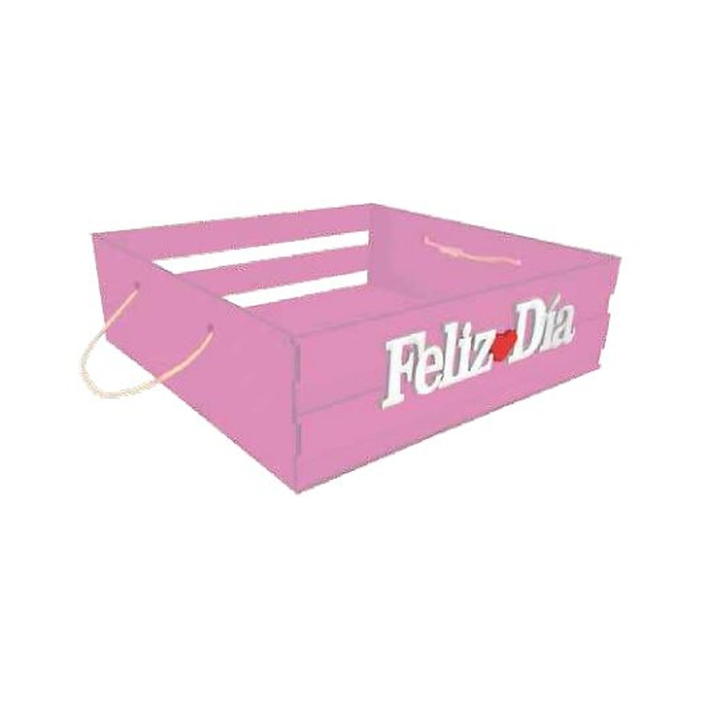 BANDEJA MDF FELIZ DIA 30X30X9 - Lila