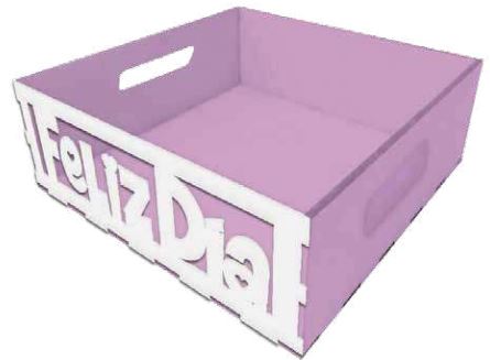 Bandeja MDF 20X20X7.5 cm Feliz Día - Rosa