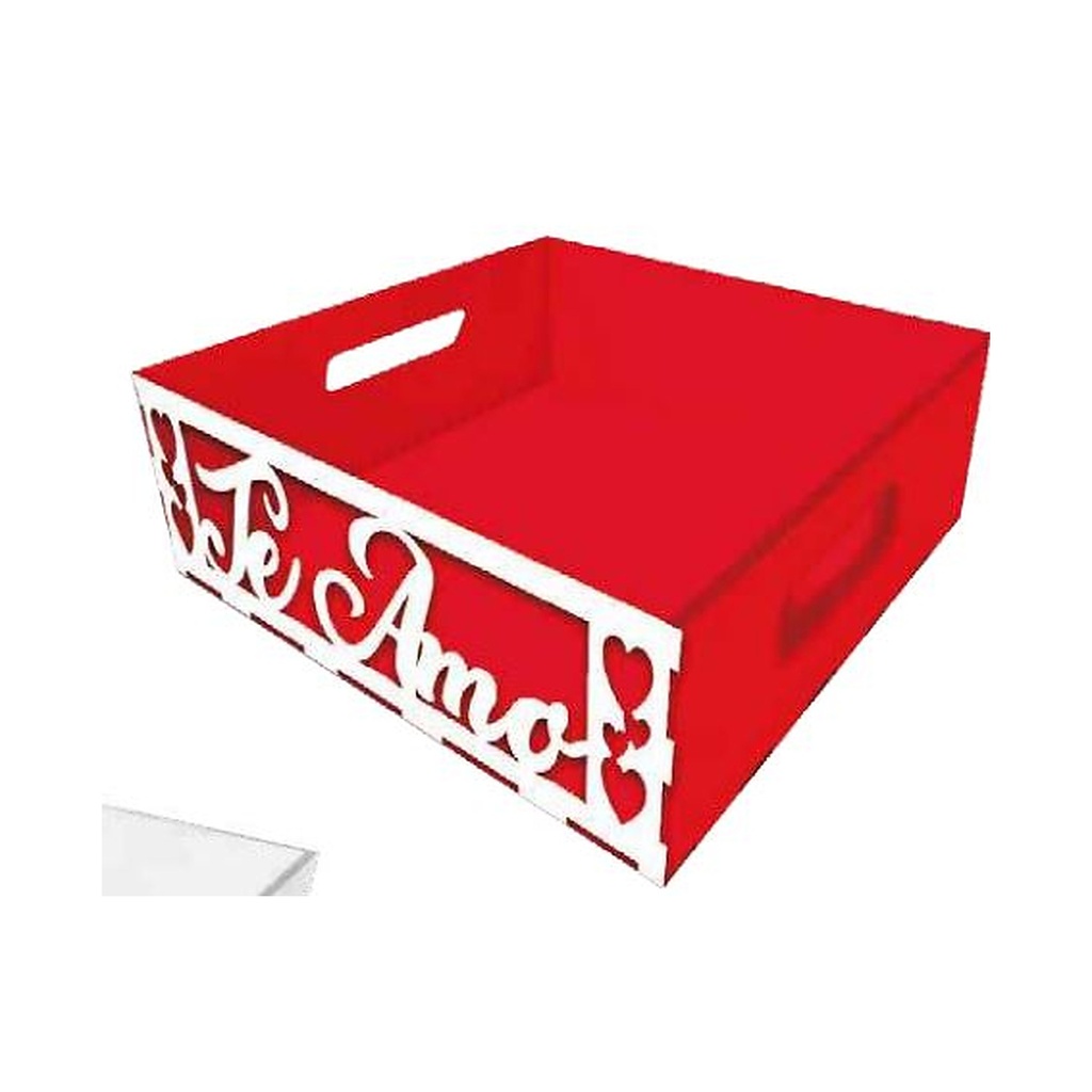 Bandeja MDF 20X20X7.5 cm Te amo - Rosa