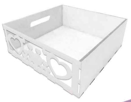 Bandeja MDF 20X20X7.5 cm Corazón - Blanco