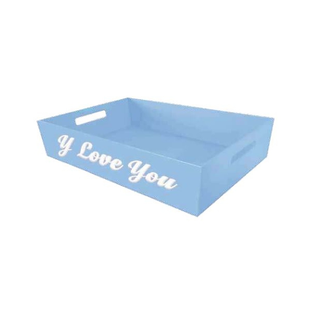 Bandeja MDF 30X20X5.3 cm con Frase - Celeste