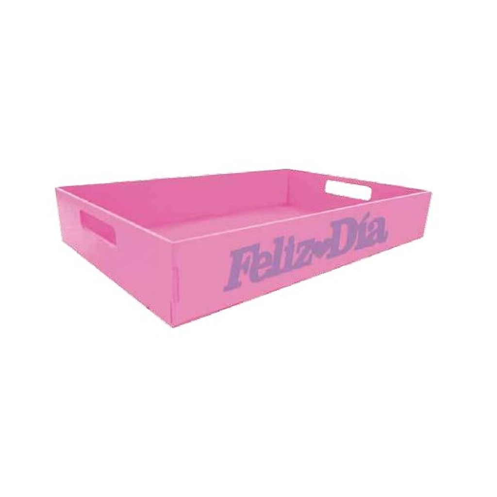 Bandeja MDF 30x20x6 cm Feliz dia - Dorado