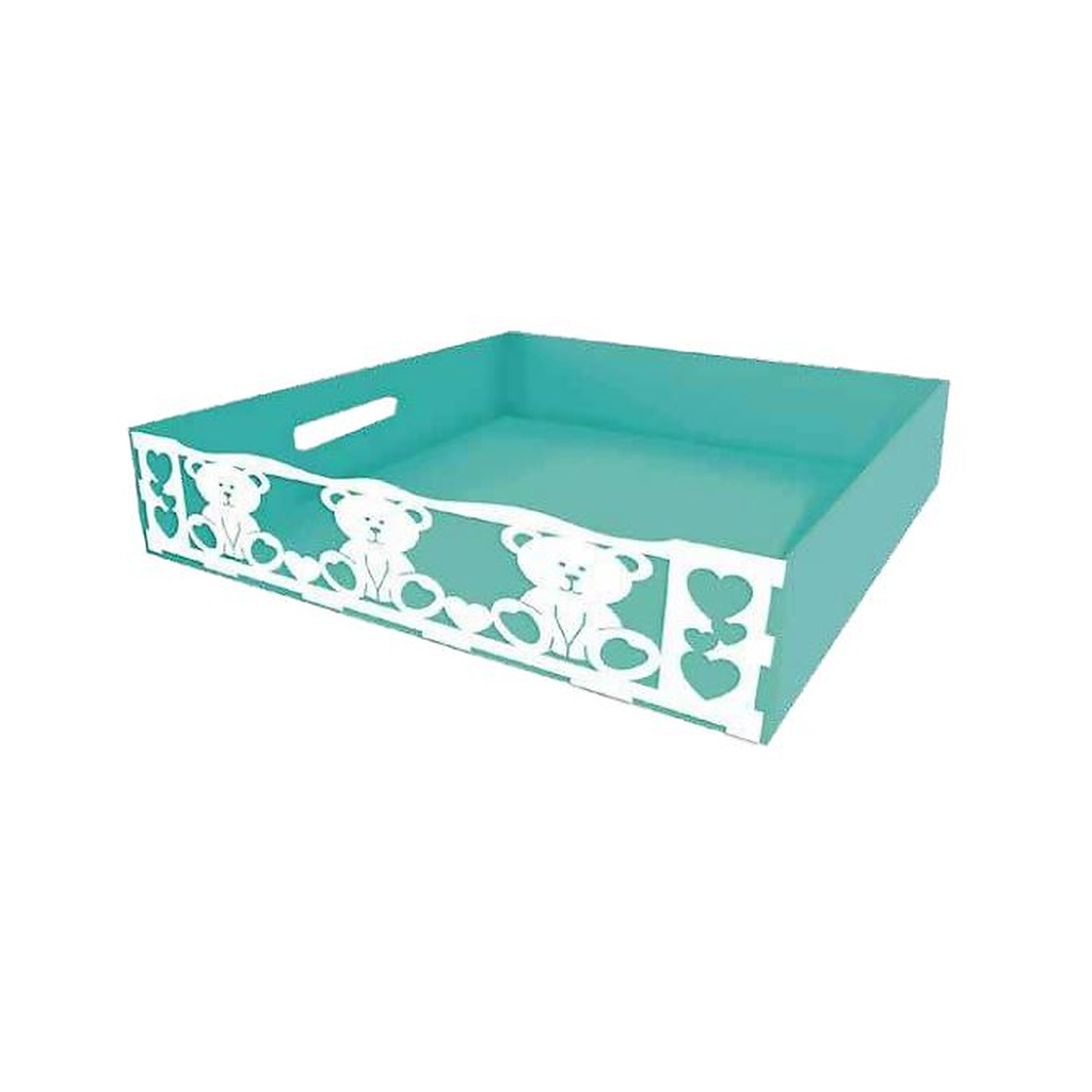 Bandeja MDF 30x20x7.5 cm Ositos - Plata