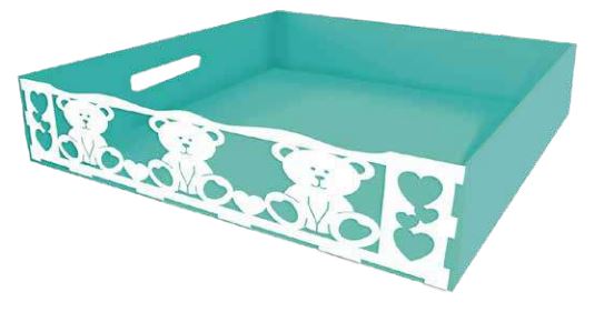 Bandeja MDF 30x20x7.5 cm Ositos - Turquesa