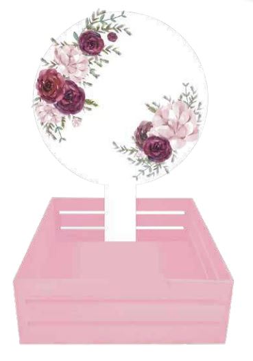 Caja MDF 20x20 cm con Paleta flores - Azul