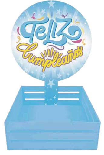 Caja MDF 20x20 cm con Paleta FELIZ CUMPLEAÑOS 1 - Oro Rosa