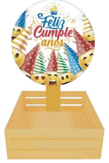 Caja MDF 20x20 cm con Paleta FELIZ CUMPLEAÑOS 2 - Rojo