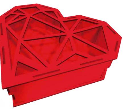 Caja MDF 24X27 cm Corazon con tapa - Turquesa