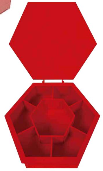 Caja MDF 20X20 cm Hexagonal con tapa - Dorado