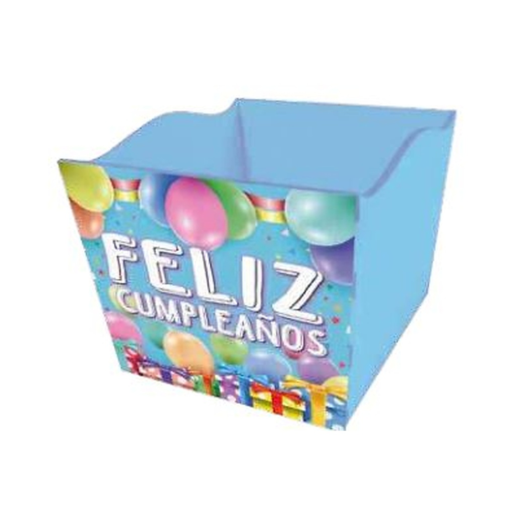 Caja MDF 10x12 cm Feliz Cumpleaños 2 - Celeste
