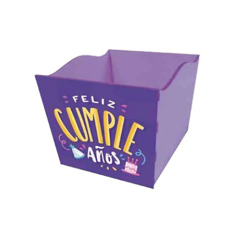 Caja MDF 10x12 cm Feliz Cumpleaños 4 - Amarillo