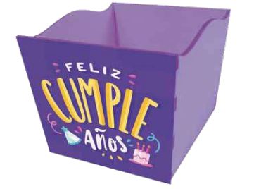 Caja MDF 10x12 cm Feliz Cumpleaños 4 - Celeste